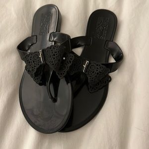 Ferragamo Black Jelly Bow Sandals Sz. 7